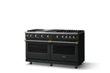 60"W. Sealed Burner Gas Range (Finish: Antique Bronze, Trim: Polished Chrome, Fuel: Propane)