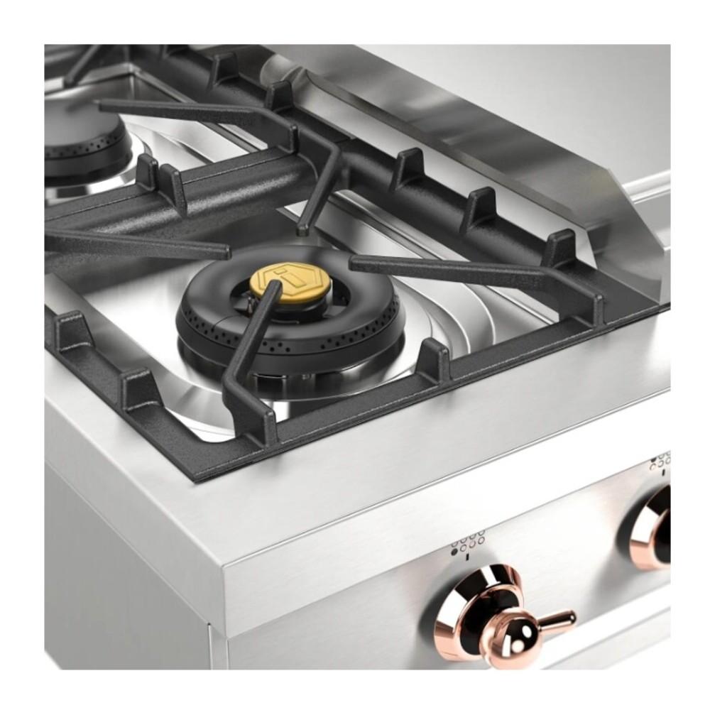 ILVE UHCP48FNSSP Nostalgie II 48 inch Built-In Gas Rangetop with Griddle, in Stainless Steel (Natural Gas, Copper)