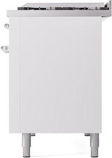 Nostalgie II 48 Inch Dual Fuel Natural Gas Freestanding Range in White with Chrome Trim