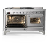 ILVE UM60FSNR3SSCLP Majestic III 60 inch Dual Fuel Range with 7 Burners, Griddle and French Top, Dual Function Burner with up to 25,000 BTU (Liquid Propane, Triple Glass Door, Stainless Steel, Chrome)