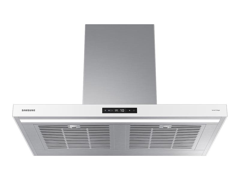 36" Bespoke Smart Wall Mount Hood with LCD Display in Clean White