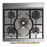 ILVE UM30QNR3MGG Majestic III 30 inch Dual Fuel Range with 5 Black Brass Burners, Dual Function Burner up to 25,000 BTU (Natural Gas, Solid Door, Graphite Matte, Brass)