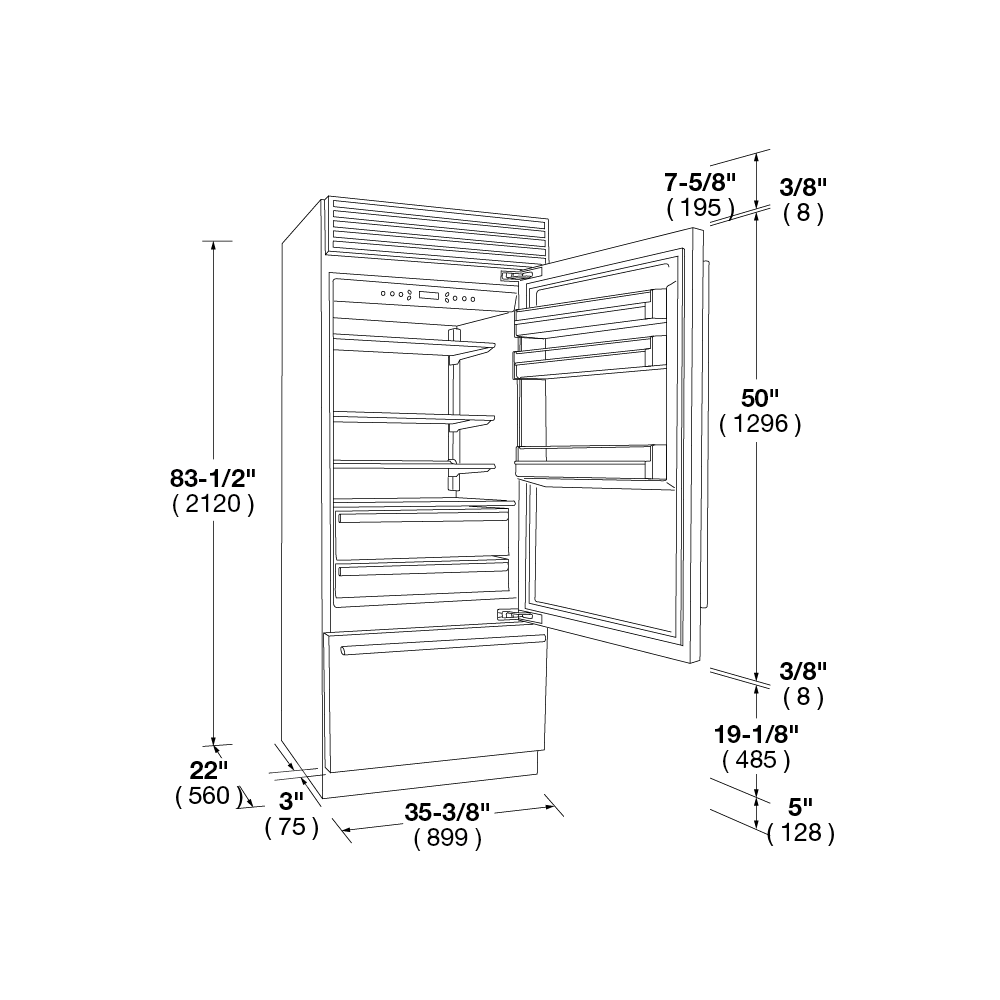 36" SOFIA PRO FRIDGE - RIGHT HINGE