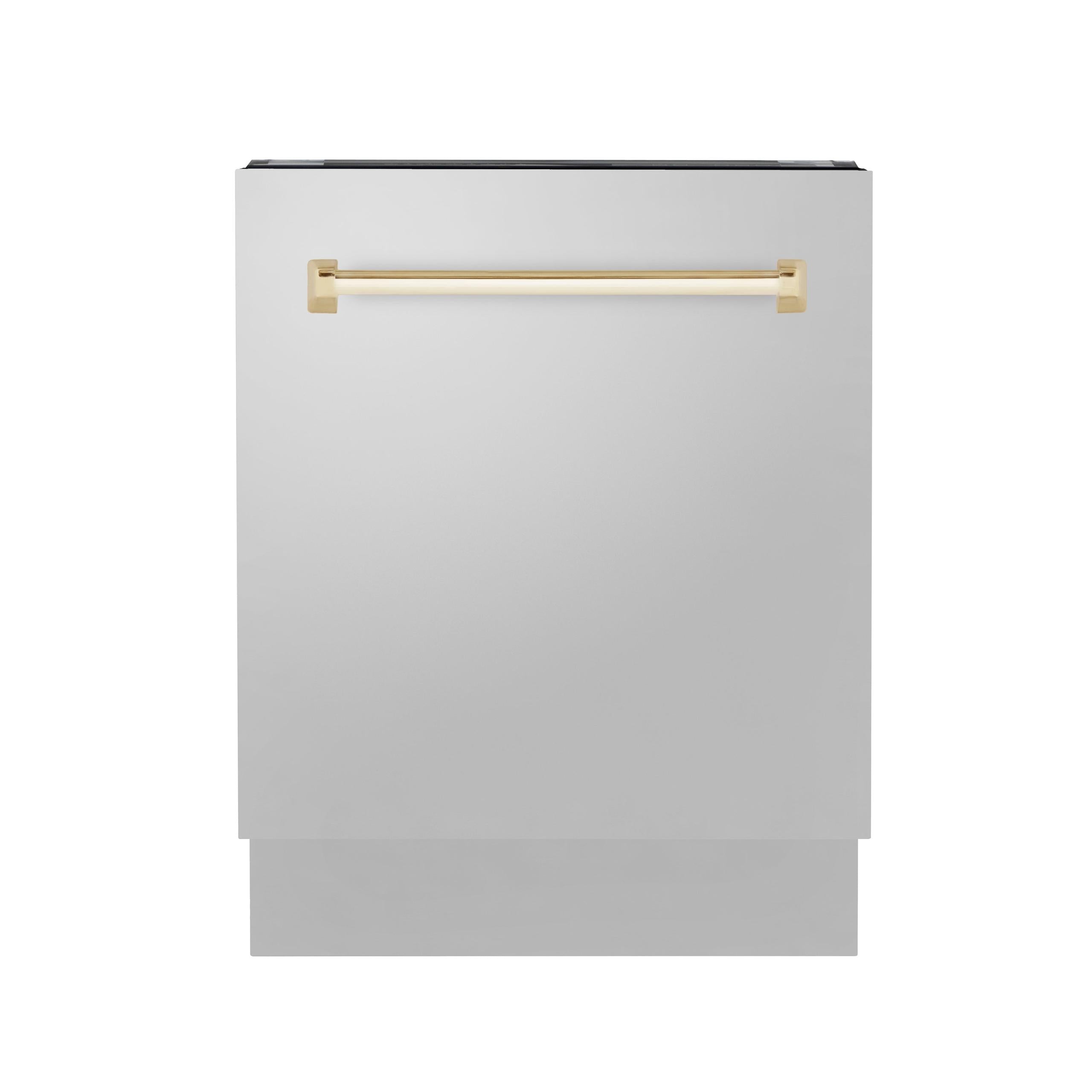 ZLINE Autograph Edition 24" 3rd Rack Top Control Tall Tub Dishwasher in Stainless Steel with Accent Handle, 51dBa (DWVZ-304-24) [Color: Gold]