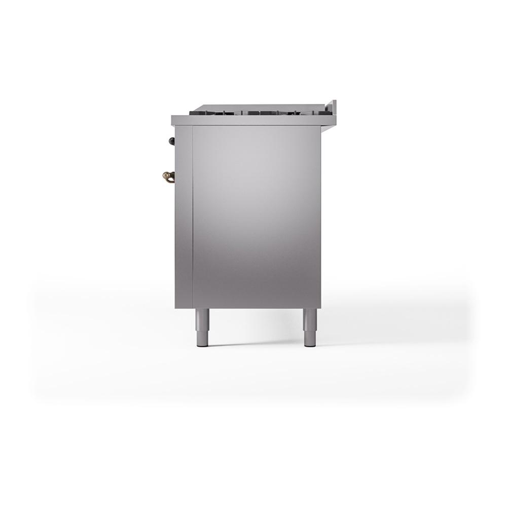 ILVE UN60FQNMPSSBLP Nostalgie II Noblesse 60 inch Dual Fuel Range (9 Sealed Burners + Griddle, Liquid Propane, Solid Door, Stainless Steel, Burnished)