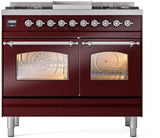 Nostalgie II 40 Inch Dual Fuel Liquid Propane Freestanding Range in Burgundy with Chrome Trim