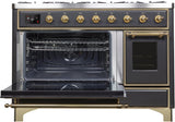 Majestic II 48 Inch Dual Fuel Liquid Propane Freestanding Range in Matte Graphite with Brass Trim