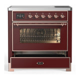 ILVE UMIB36NR3BUP Majestic III 36 inch Induction Range with 6 Elements, 3.5 cu. ft. Total Oven Capacity (Triple Glass Door, Burgundy, Copper)