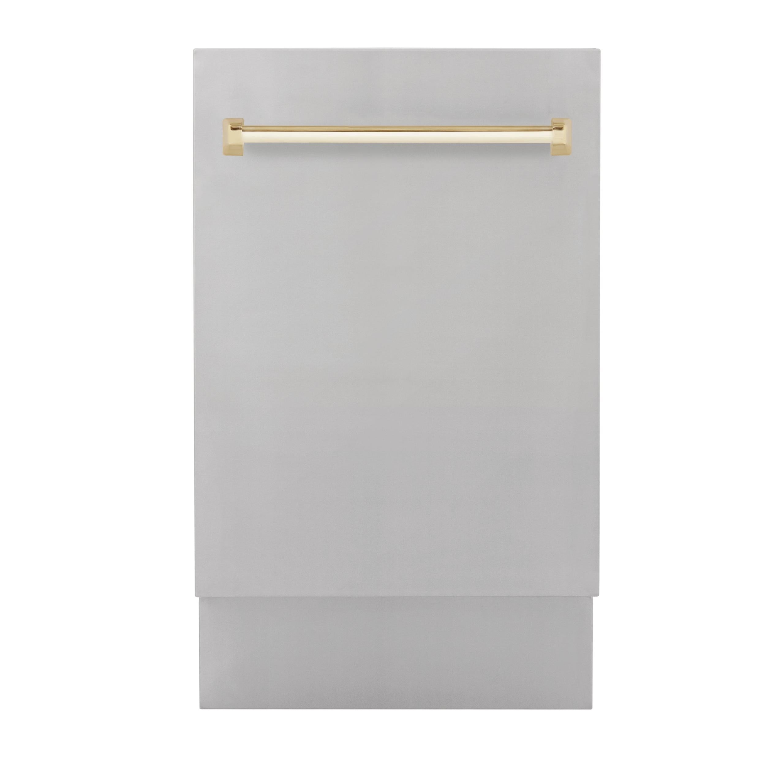 ZLINE Autograph Edition 18 Compact 3rd Rack Top Control Dishwasher in Stainless Steel with Accent Handle, 51dBa (DWVZ-304-18) [Color: Gold]