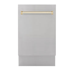 ZLINE Autograph Edition 18 Compact 3rd Rack Top Control Dishwasher in Stainless Steel with Accent Handle, 51dBa (DWVZ-304-18) [Color: Gold]