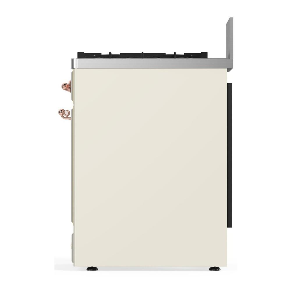 ILVE UM30NR3AWPLP Majestic III 30 inch Dual Fuel Range with 5 Black Brass Burners, Dual Function Burner up to 25,000 BTU (Liquid Propane, Triple Glass Door, Antique White, Copper)