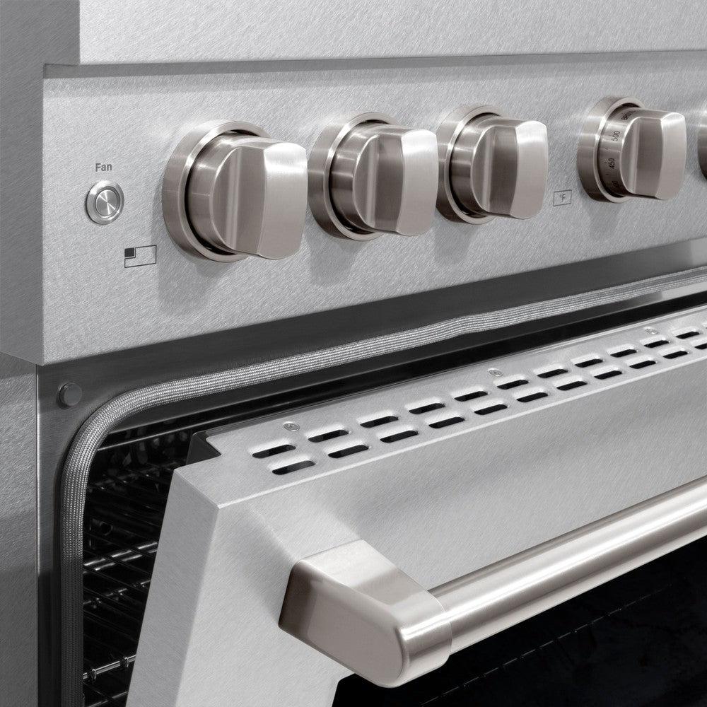 ZLINE 48 in. 6.7 cu. ft. Paramount Double Oven Dual Fuel Range with 8 Burner Gas Cooktop in DuraSnow' Stainless Steel (SDRS-48)