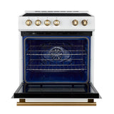 Forno Leonardo Espresso 30-Inch Slide-In White Induction Range, Convection Oven, 5 Cooking Zones, Touch Control Panel
