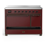 ILVE UMIB48QNR3BUB Majestic III 48 inch Induction Range with 6 Elements, 5.02 cu. ft. Total Oven Capacity (Solid Door, Burgundy, Burnished)