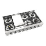 ILVE UHCP48FNSSC Nostalgie II 48 inch Built-In Gas Rangetop with Griddle, in Stainless Steel (Natural Gas, Chrome)