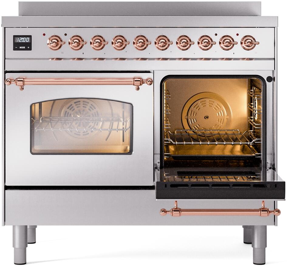 Nostalgie II 40 Inch Electric Freestanding Range in Stainless Steel with Copper Trim