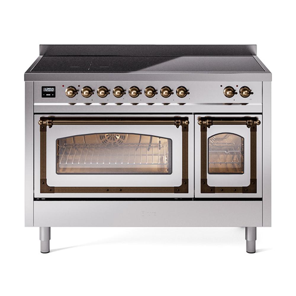 ILVE UNI486NMPSSB Nostalgie II Noblesse 48 inch Induction Range (Triple Glass Door, Stainless Steel, Burnished)