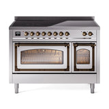 ILVE UNI486NMPSSB Nostalgie II Noblesse 48 inch Induction Range (Triple Glass Door, Stainless Steel, Burnished)
