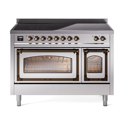 ILVE UNI486NMPSSB Nostalgie II Noblesse 48 inch Induction Range (Triple Glass Door, Stainless Steel, Burnished)