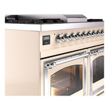 ILVE UND40FNMPAWCLP Nostalgie II Noblesse 40 inch Dual Fuel Range (Liquid Propane, Triple Glass Door, Antique White, Chrome)