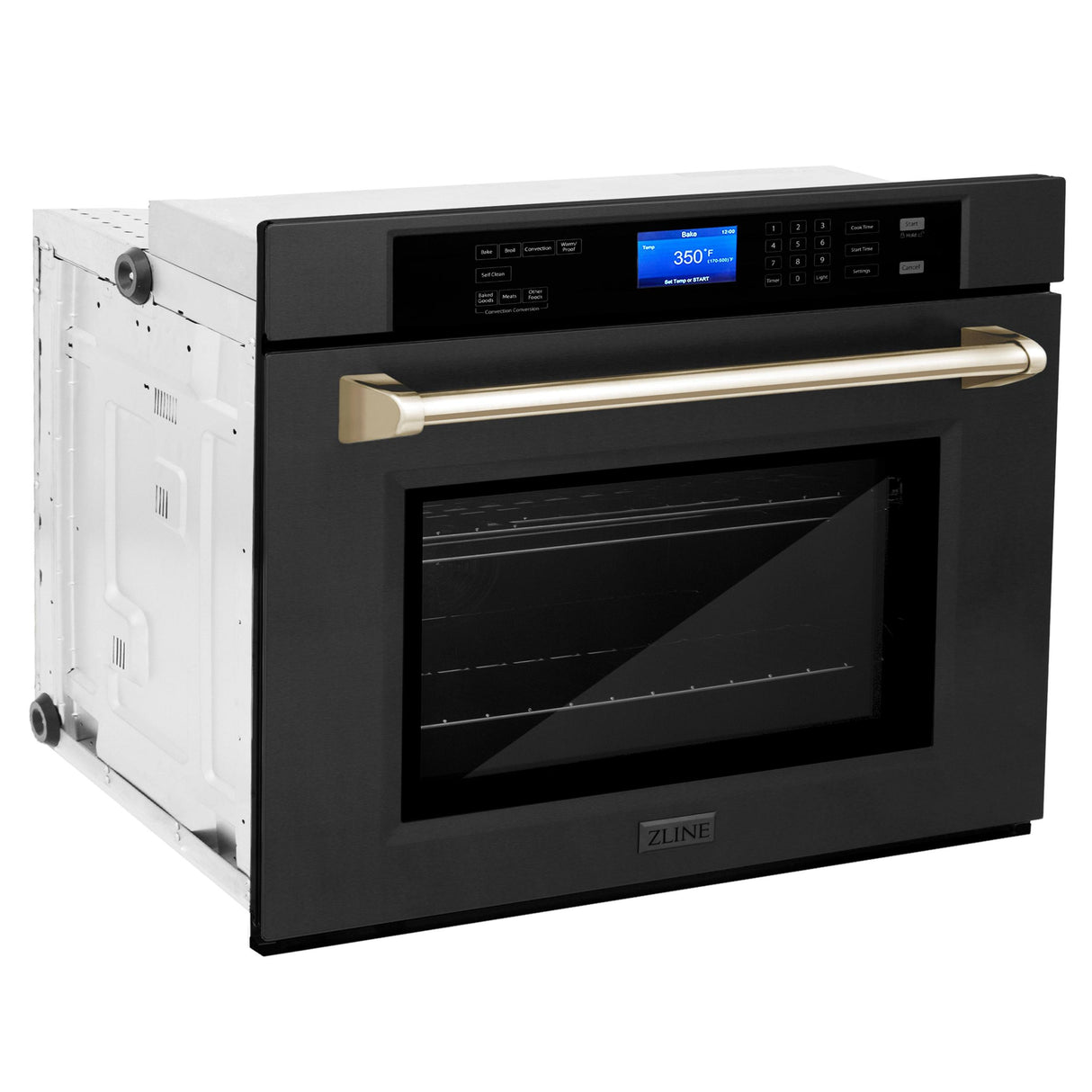 ZLINE 30" Autograph Edition Single Wall Oven with Self Clean and True Convection in Black Stainless Steel (AWSZ-30-BS) [Color: Gold]