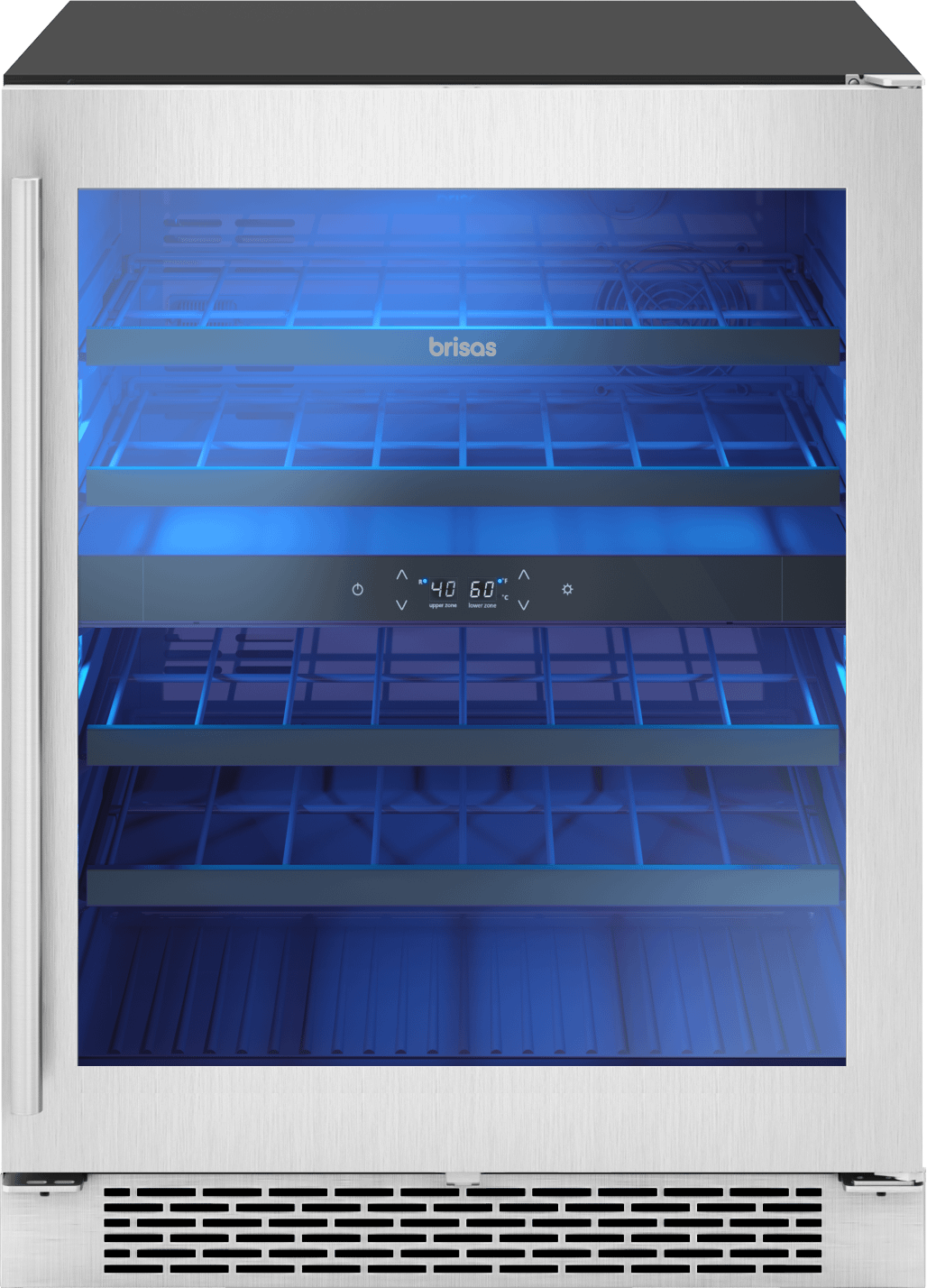 Brisas Wine Cooler, 24in UC, SS+Glass,2Z, ADA