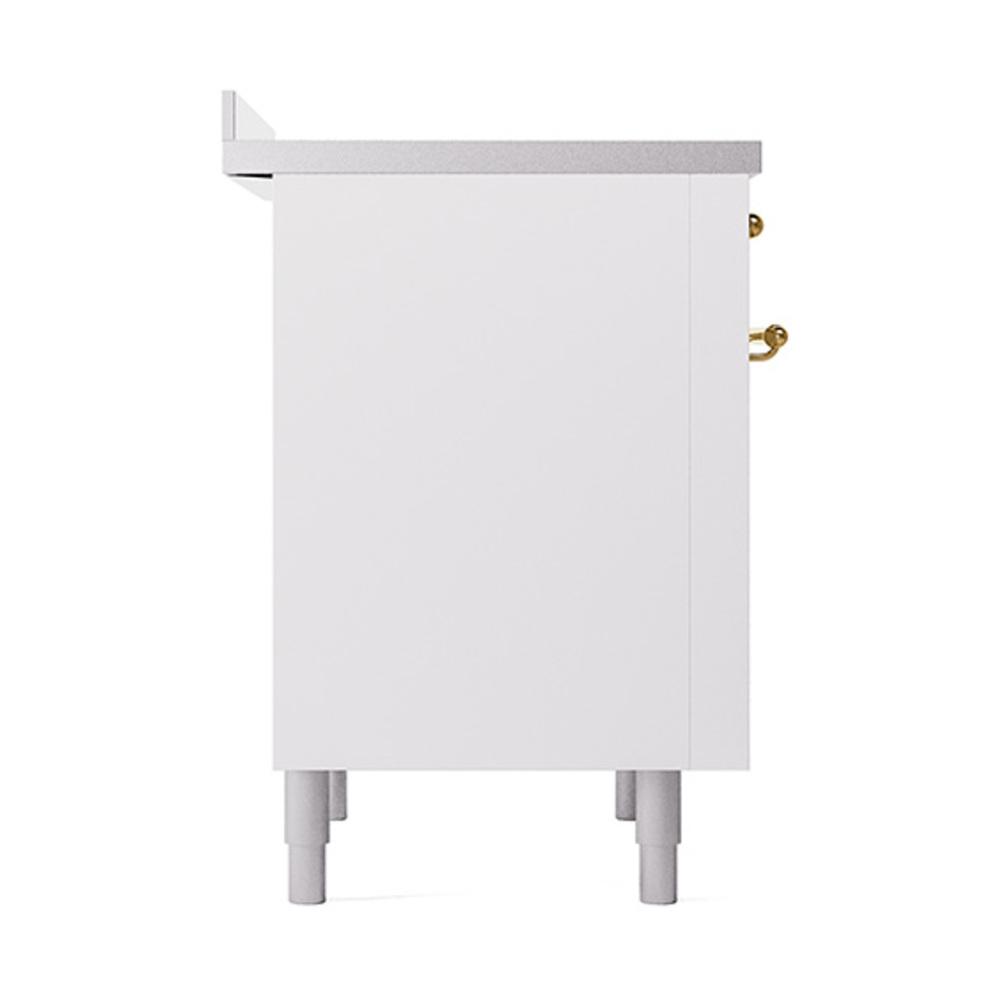 ILVE UNI366QNMPWHG Nostalgie II Noblesse 36 inch Induction Range (Solid Door, White, Brass)