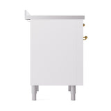 ILVE UNI366QNMPWHG Nostalgie II Noblesse 36 inch Induction Range (Solid Door, White, Brass)
