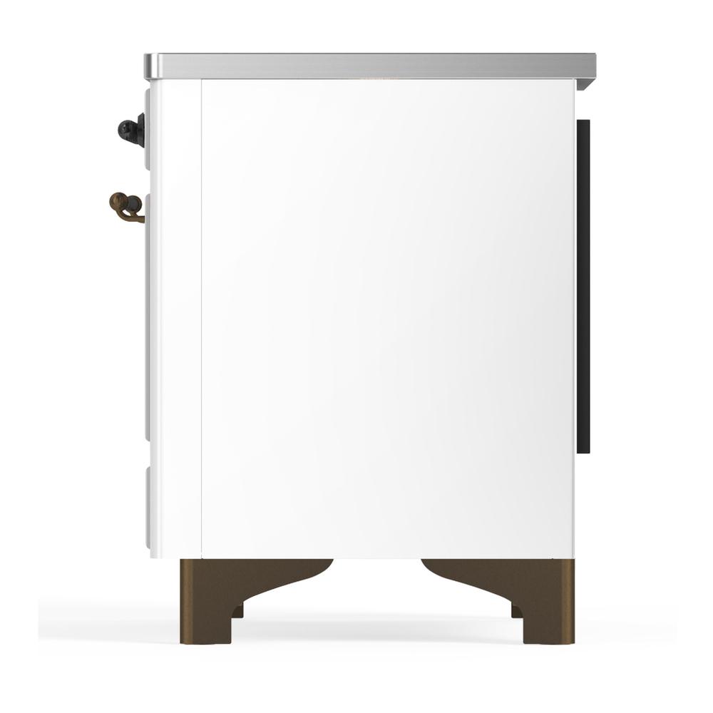 ILVE UMIB36NR3WHB Majestic III 36 inch Induction Range with 6 Elements, 3.5 cu. ft. Total Oven Capacity (Triple Glass Door, White, Burnished)