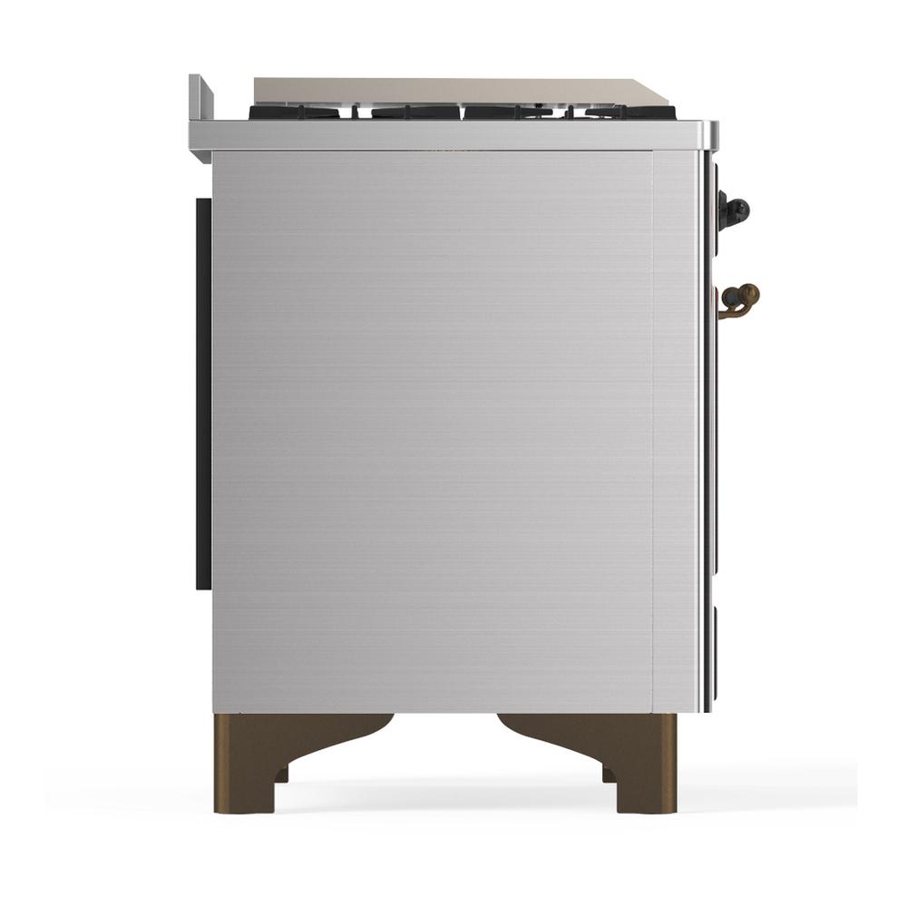 ILVE UM48FNR3SSB Majestic III 48 inch Dual Fuel Range with 8 Burners and Griddle, Dual Function Burner up to 25,000 BTU (Natural Gas, Triple Glass Door, Stainless Steel, Burnished)