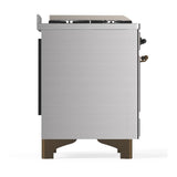 ILVE UM48FNR3SSB Majestic III 48 inch Dual Fuel Range with 8 Burners and Griddle, Dual Function Burner up to 25,000 BTU (Natural Gas, Triple Glass Door, Stainless Steel, Burnished)