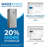 Avanti MaxxSpace Insulation™ Technology Garage-Ready Frost-Free Convertible Upright Freezer, 23 cu. ft., ENERGY STAR, Stainless Steel Look (AV230VFLJM0SS)