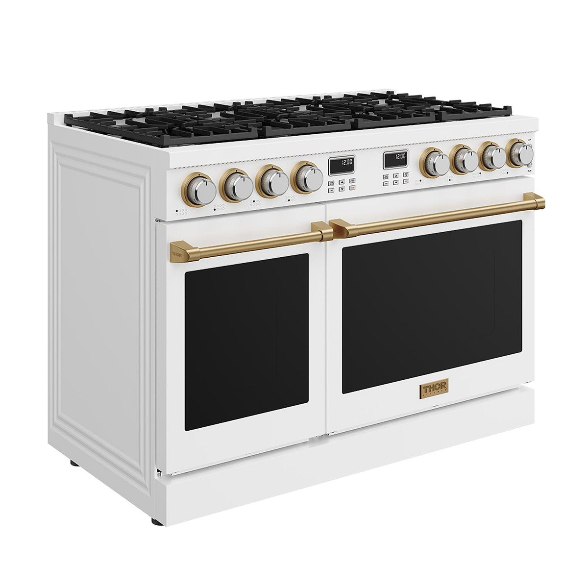48 Inch Contemporary Professional Gas Range In White/bronze