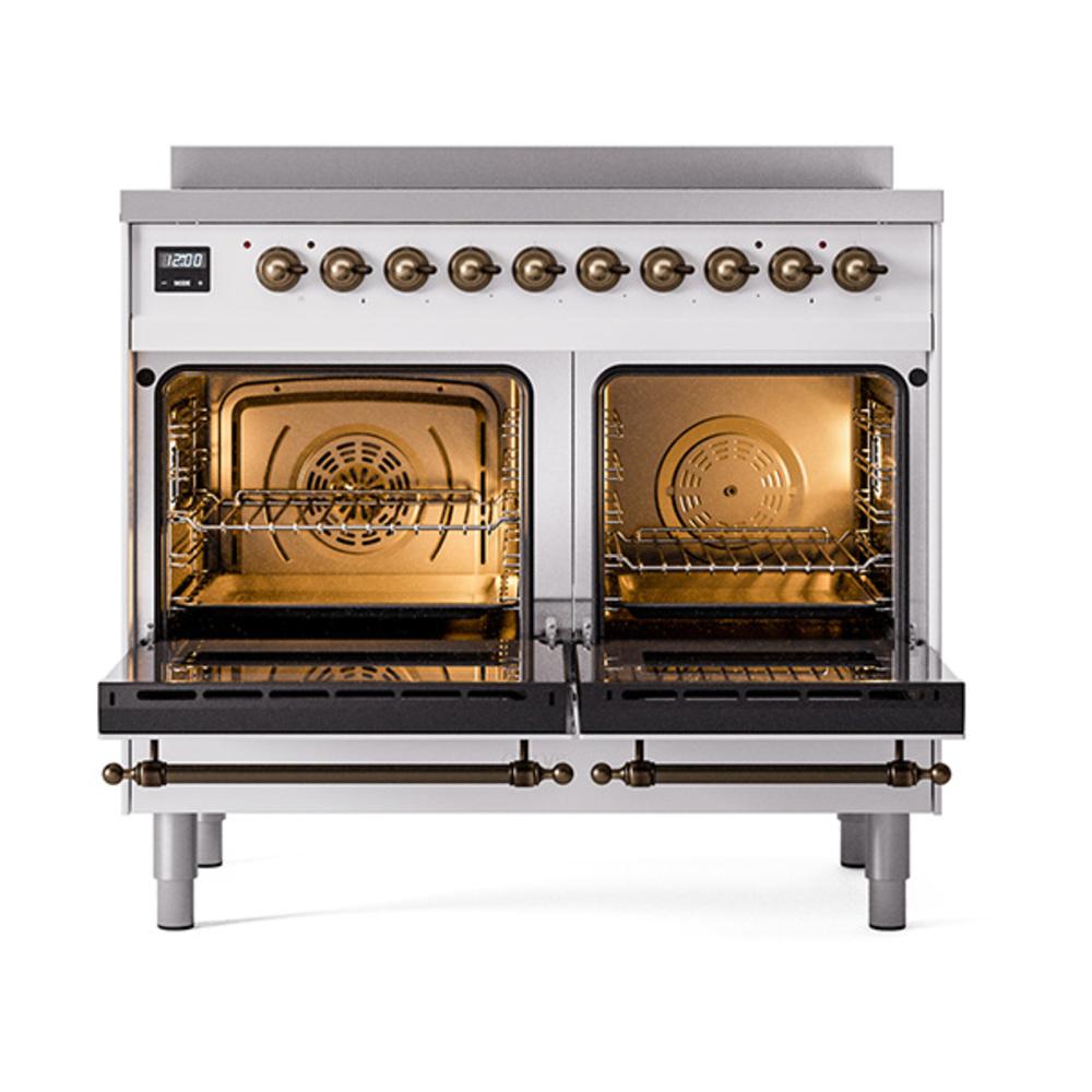 ILVE UNDI406QNMPWHB Nostalgie II Noblesse 40 inch Induction Range (Solid Door, White, Burnished)