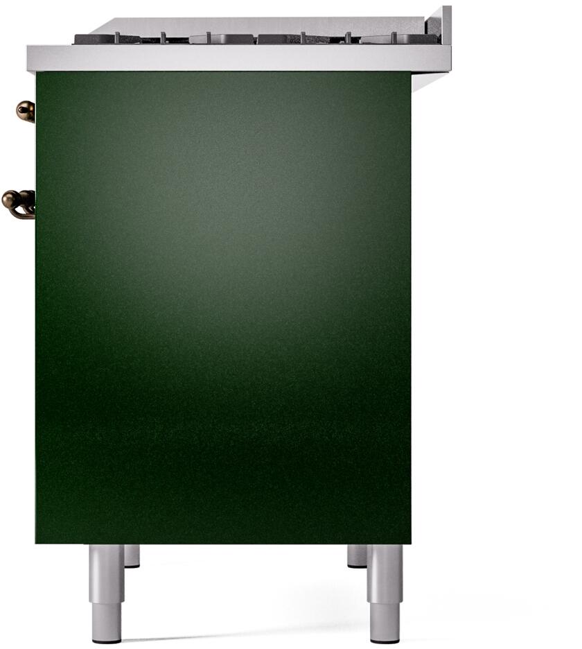 Nostalgie II 40 Inch Dual Fuel Natural Gas Freestanding Range in Emerald Green with Bronze Trim