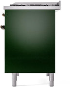 Nostalgie II 40 Inch Dual Fuel Natural Gas Freestanding Range in Emerald Green with Bronze Trim