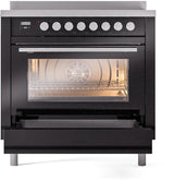 Professional Plus II 36 Inch Electric Freestanding Range in Glossy Black with Trim