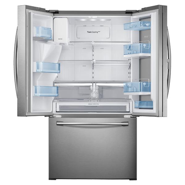 36" Wide, 30 cu. ft. Capacity 3-Door French Door Food ShowCase Refrigerator with Dual Ice Maker (Stainless Steel)