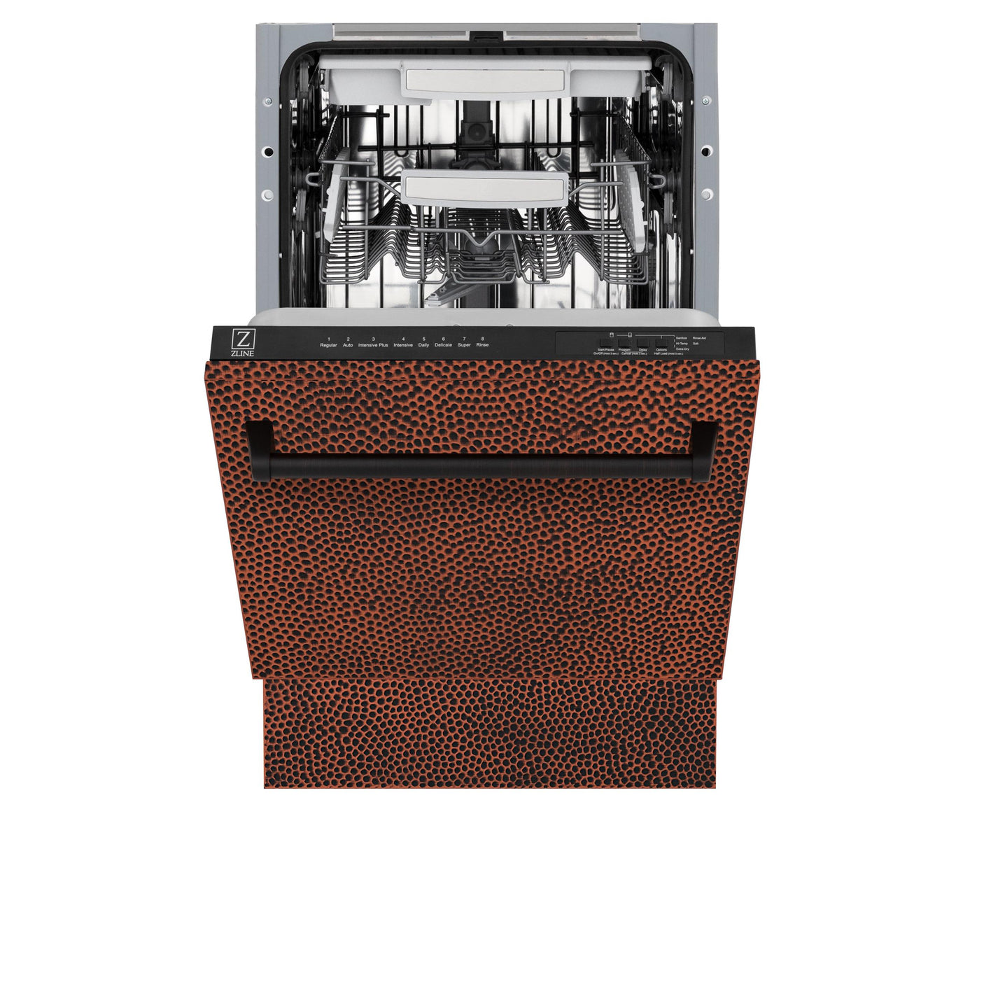 ZLINE 18" Tallac Series 3rd Rack Top Control Dishwasher with Traditional Handle, 51dBa [Color: Hand Hammered Copper]