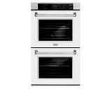 ZLINE 30 in. Professional True Convection Double Wall Oven with Air Fry and Self Clean in DuraSnow' Stainless Steel with White Matte Doors (WADS-WM-30)
