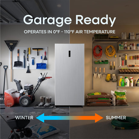 Element 17.0 cu. ft. Upright Convertible Freezer / Refrigerator - Stainless Steel, ENERGY STAR (EXUF17CEES)