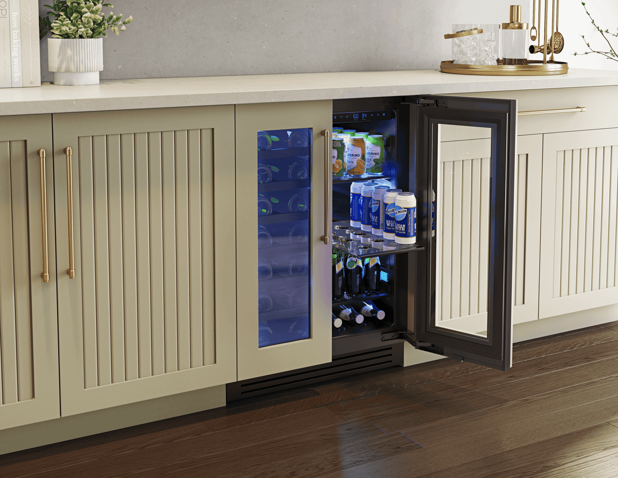 Presrv Wine & Bev Cooler, 24in UC, Panel Ready, French Door