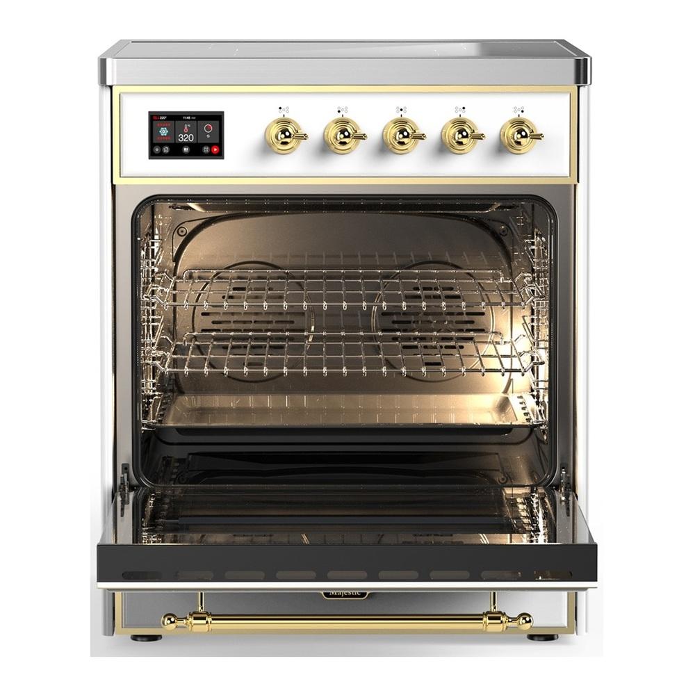 ILVE UMIB30NR3RAG Majestic III 30 inch Induction Range with 4 Elements, 4 cu. ft. Oven Capacity (Triple Glass Door, RAL, Brass)