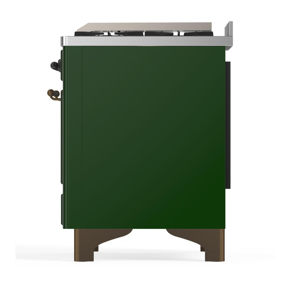 ILVE UMD40FQNR3EGBLP Majestic III 40 inch Dual Fuel Range with 6 Burners and Griddle, Dual Function Burner up to 25,000 BTU (Liquid Propane, Solid Door, Emerald Green, Burnished)
