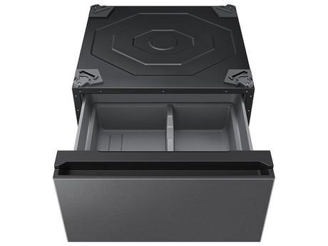 Bespoke 27" Wide Laundry Pedestal with Storage Drawer in Dark Steel