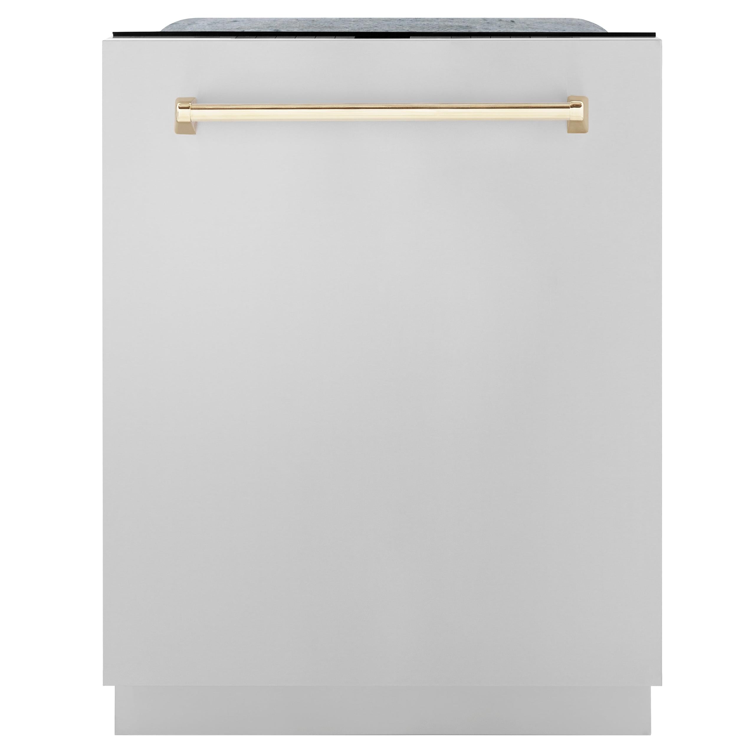 ZLINE Autograph Edition 24" 3rd Rack Top Touch Control Tall Tub Dishwasher in Stainless Steel with Accent Handle, 45dBa (DWMTZ-304-24) [Color: Gold]