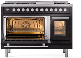 Professional Plus II 48 Inch Dual Fuel Liquid Propane Freestanding Range in Glossy Black with Trim