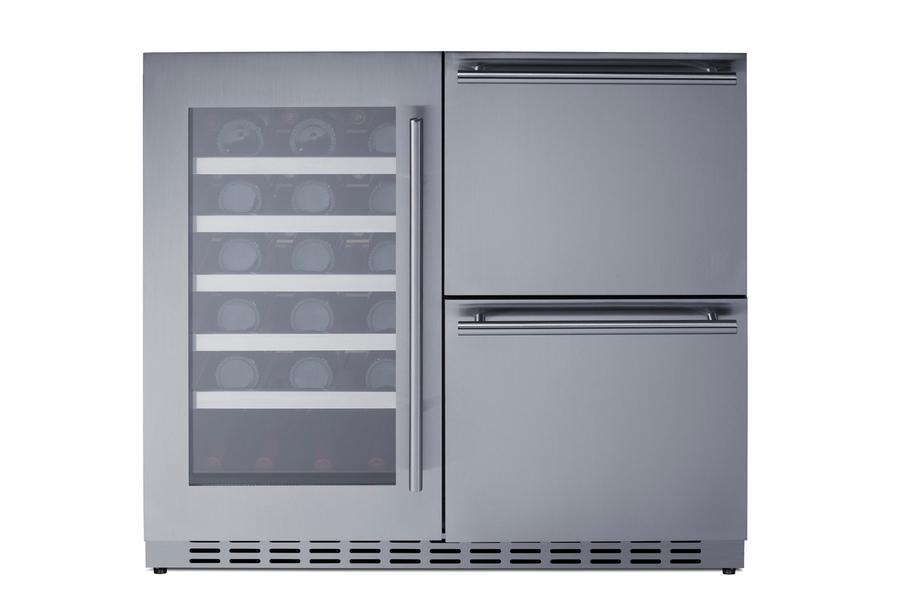 36" Wide Combination Wine Cellar & 2-drawer Refrigerator, ADA Compliant