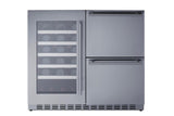 36" Wide Combination Wine Cellar & 2-drawer Refrigerator, ADA Compliant