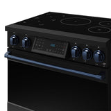 36 Inch Professional Induction Range With Tilt Panel Touch Control In Black and Blue  Gordon Ramsay Series